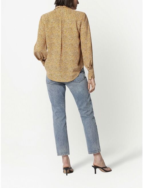 Equipment leopard-print neck-tie blouse