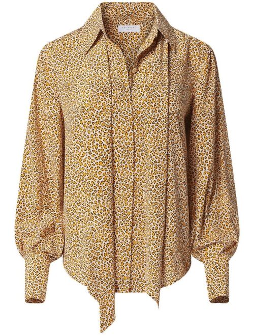 Equipment leopard-print neck-tie blouse