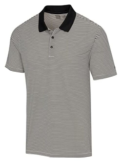 Dry Fit Golf Shirts for Men - Short Sleeve Mens Stripe Polo Shirt