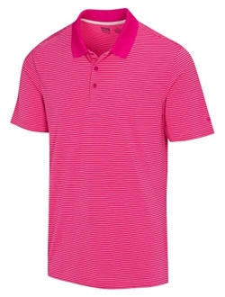 Dry Fit Golf Shirts for Men - Short Sleeve Mens Stripe Polo Shirt