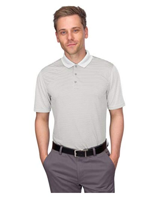 Three Sixty Six Dry Fit Golf Shirts for Men - Short Sleeve Mens Stripe Polo Shirt