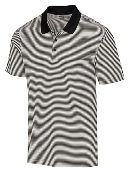 Three Sixty Six Dry Fit Golf Shirts for Men - Short Sleeve Mens Stripe Polo Shirt