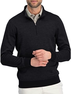 Dry Fit Pullover Sweaters for Men - Quarter Zip Fleece Golf Jacket - Tailored Fit