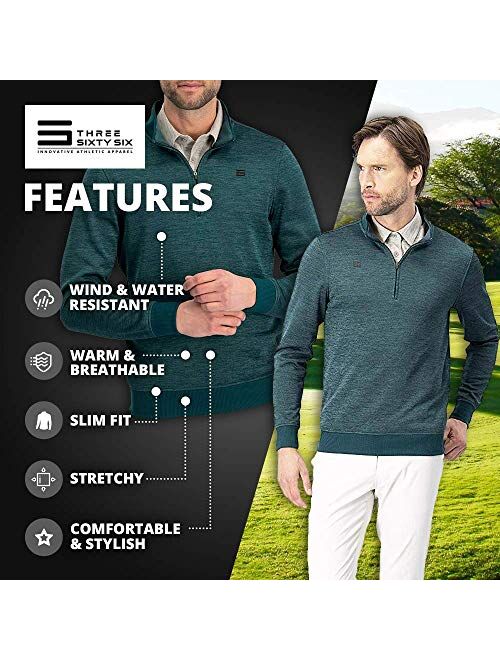 Three Sixty Six Dry Fit Pullover Sweaters for Men - Quarter Zip Fleece Golf Jacket - Tailored Fit