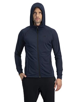 Mens Golf Hoodie Full Zip Jacket - Dry Fit Moisture-Wicking Fabric, Side Pocket Zippers & Adjustable Hoodie