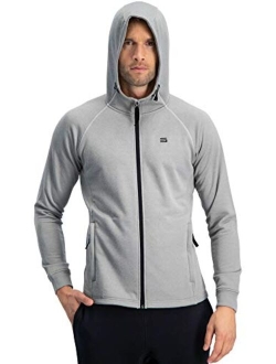 Mens Golf Hoodie Full Zip Jacket - Dry Fit Moisture-Wicking Fabric, Side Pocket Zippers & Adjustable Hoodie