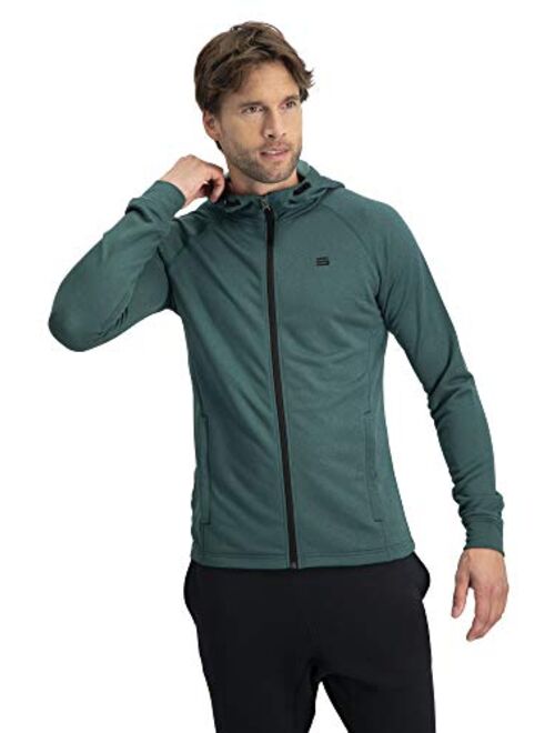 Three Sixty Six Mens Golf Hoodie Full Zip Jacket - Dry Fit Moisture-Wicking Fabric, Side Pocket Zippers & Adjustable Hoodie