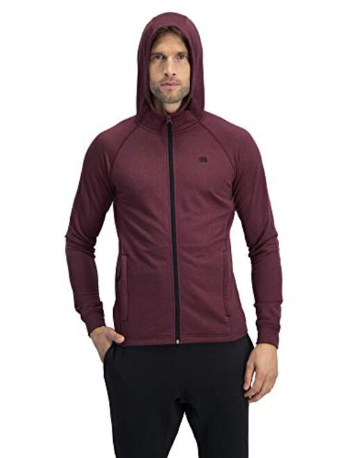 Three Sixty Six Mens Golf Hoodie Full Zip Jacket - Dry Fit Moisture-Wicking Fabric, Side Pocket Zippers & Adjustable Hoodie