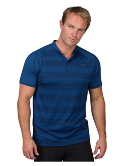 Golf Shirts for Men - Dry Fit Collarless Polo Shirts - Lightweight and Breathable, Stripe Design