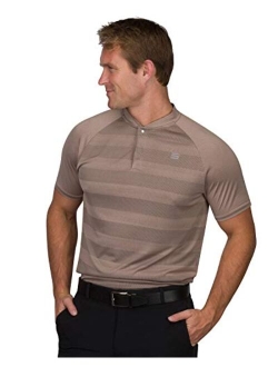 Golf Shirts for Men - Dry Fit Collarless Polo Shirts - Lightweight and Breathable, Stripe Design