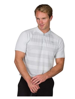 Golf Shirts for Men - Dry Fit Collarless Polo Shirts - Lightweight and Breathable, Stripe Design