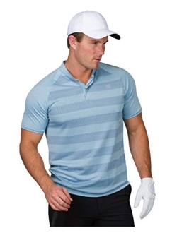 Golf Shirts for Men - Dry Fit Collarless Polo Shirts - Lightweight and Breathable, Stripe Design