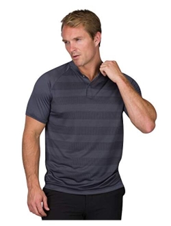 Golf Shirts for Men - Dry Fit Collarless Polo Shirts - Lightweight and Breathable, Stripe Design