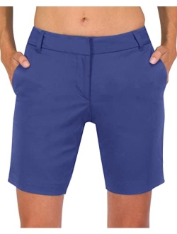 Womens Bermuda Golf Shorts 8 Inch Inseam - Quick Dry Active Shorts with Pockets, Athletic and Breathable