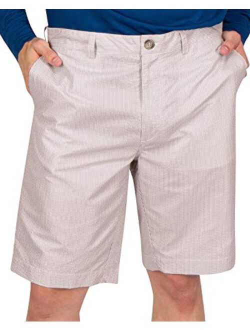 Three Sixty Six Seersucker Golf Short for Men - Quick Dry Casual Walk Shorts - 10 Inch Inseam