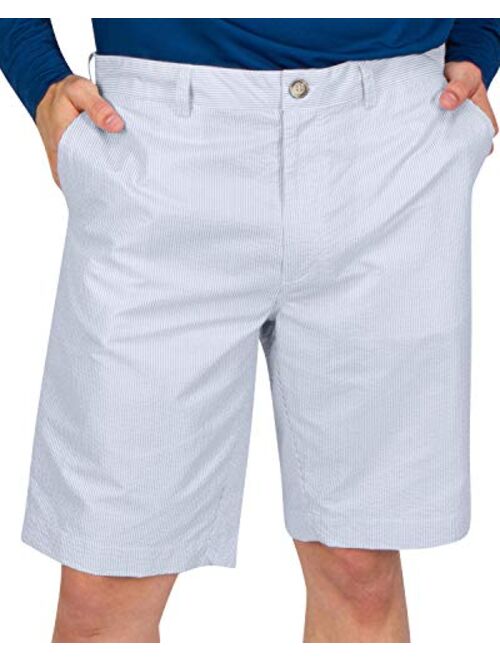 Three Sixty Six Seersucker Golf Short for Men - Quick Dry Casual Walk Shorts - 10 Inch Inseam