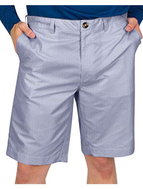 Three Sixty Six Seersucker Golf Short for Men - Quick Dry Casual Walk Shorts - 10 Inch Inseam