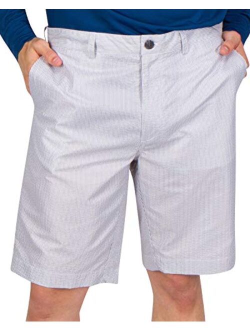 Three Sixty Six Seersucker Golf Short for Men - Quick Dry Casual Walk Shorts - 10 Inch Inseam