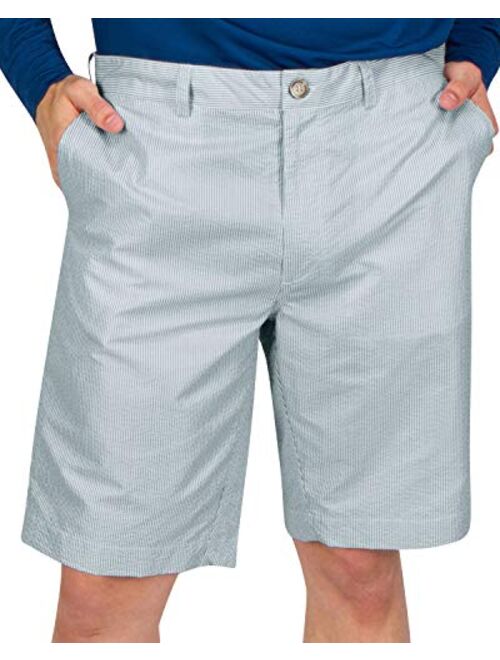 Three Sixty Six Seersucker Golf Short for Men - Quick Dry Casual Walk Shorts - 10 Inch Inseam