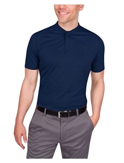 Collarless Golf Shirts for Men - Mens Quick Dry Polo Shirt - 4-Way Stretch & UPF 50