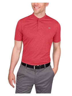 Collarless Golf Shirts for Men - Mens Quick Dry Polo Shirt - 4-Way Stretch & UPF 50