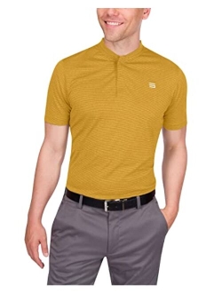 Collarless Golf Shirts for Men - Mens Quick Dry Polo Shirt - 4-Way Stretch & UPF 50