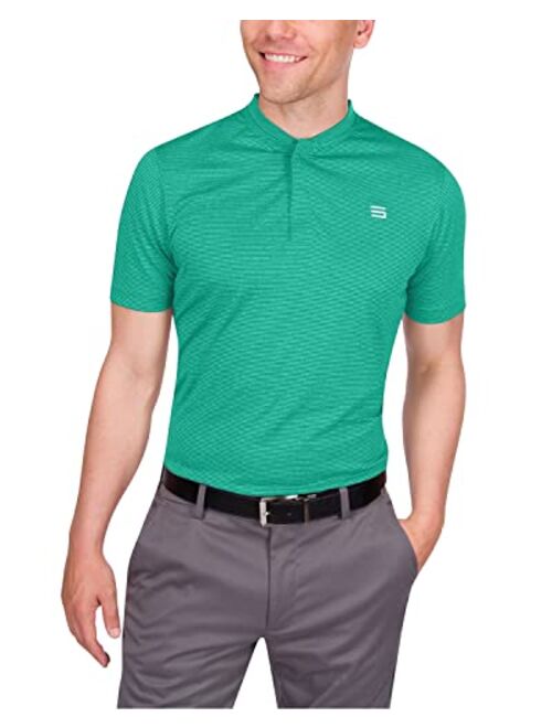 Three Sixty Six Collarless Golf Shirts for Men - Mens Quick Dry Polo Shirt - 4-Way Stretch & UPF 50