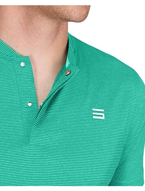 Three Sixty Six Collarless Golf Shirts for Men - Mens Quick Dry Polo Shirt - 4-Way Stretch & UPF 50