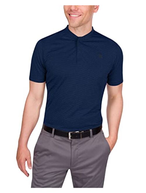 Three Sixty Six Collarless Golf Shirts for Men - Mens Quick Dry Polo Shirt - 4-Way Stretch & UPF 50