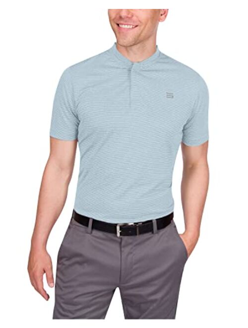 Three Sixty Six Collarless Golf Shirts for Men - Mens Quick Dry Polo Shirt - 4-Way Stretch & UPF 50