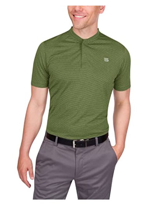 Three Sixty Six Collarless Golf Shirts for Men - Mens Quick Dry Polo Shirt - 4-Way Stretch & UPF 50