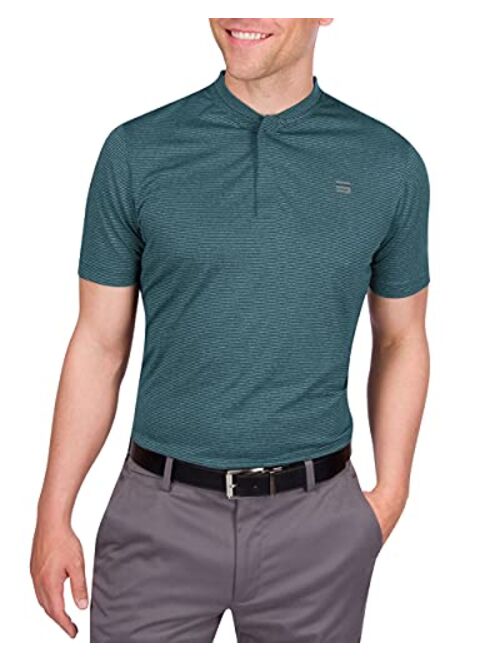 Three Sixty Six Collarless Golf Shirts for Men - Mens Quick Dry Polo Shirt - 4-Way Stretch & UPF 50