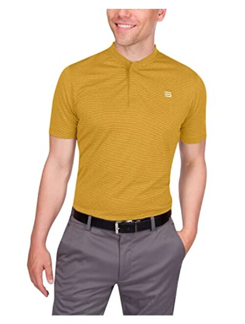 Three Sixty Six Collarless Golf Shirts for Men - Mens Quick Dry Polo Shirt - 4-Way Stretch & UPF 50