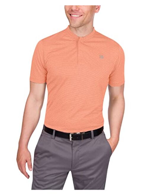 Three Sixty Six Collarless Golf Shirts for Men - Mens Quick Dry Polo Shirt - 4-Way Stretch & UPF 50