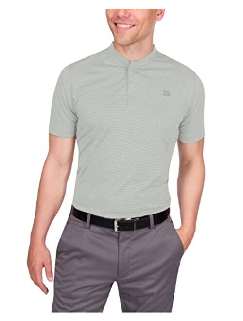 Three Sixty Six Collarless Golf Shirts for Men - Mens Quick Dry Polo Shirt - 4-Way Stretch & UPF 50