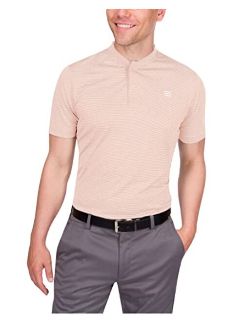 Three Sixty Six Collarless Golf Shirts for Men - Mens Quick Dry Polo Shirt - 4-Way Stretch & UPF 50