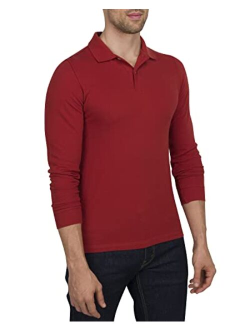 Three Sixty Six Mens Untucked Casual Long Sleeve Polo - Collared Untuck Shirt with Two Button Placket and Stretch Fabric