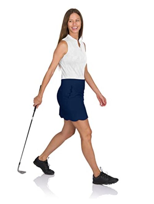 Three Sixty Six Scallop Golf Skort for Women - Dry Fit 4-Way Stretch Golf Skirt - Moisture Wicking, Anti-Odor Technology, UPF50+ Protection