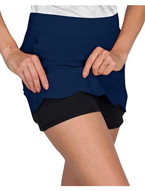 Three Sixty Six Scallop Golf Skort for Women - Dry Fit 4-Way Stretch Golf Skirt - Moisture Wicking, Anti-Odor Technology, UPF50+ Protection