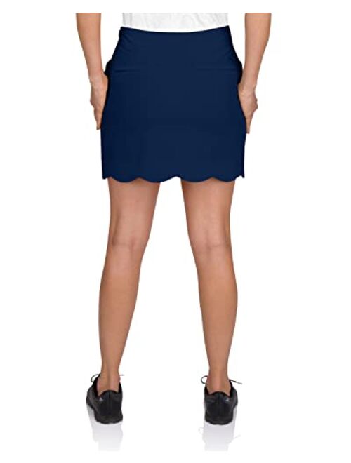 Three Sixty Six Scallop Golf Skort for Women - Dry Fit 4-Way Stretch Golf Skirt - Moisture Wicking, Anti-Odor Technology, UPF50+ Protection