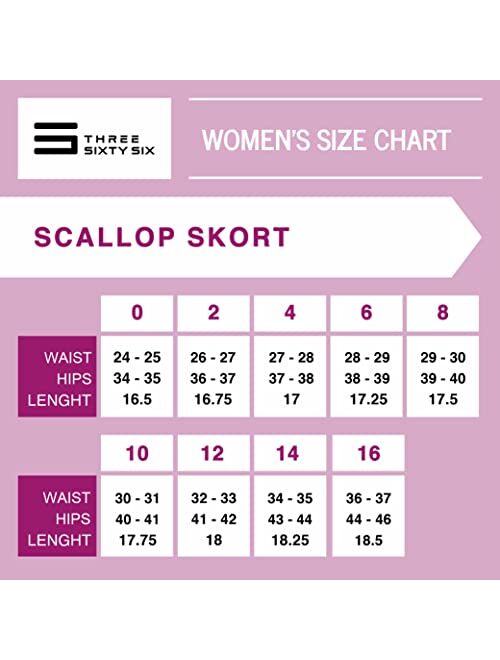 Three Sixty Six Scallop Golf Skort for Women - Dry Fit 4-Way Stretch Golf Skirt - Moisture Wicking, Anti-Odor Technology, UPF50+ Protection