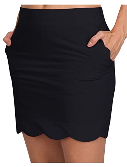 Three Sixty Six Scallop Golf Skort for Women - Dry Fit 4-Way Stretch Golf Skirt - Moisture Wicking, Anti-Odor Technology, UPF50+ Protection