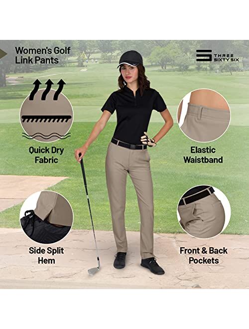 Three Sixty Six Womens Quick Dry Golf Pants 30 Inch Inseam - Lightweight 4-Way Stretch, Moisture Wicking, Anti-Odor, UPF 50+