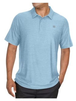 Mens Big & Tall Golf Polo Shirt - Dry Fit 4-Way Stretch Fabric. Moisture Wicking, Anti-Odor Technology, UPF 50 Protection