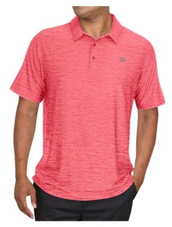 Mens Big & Tall Golf Polo Shirt - Dry Fit 4-Way Stretch Fabric. Moisture Wicking, Anti-Odor Technology, UPF 50 Protection