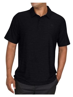 Mens Big & Tall Golf Polo Shirt - Dry Fit 4-Way Stretch Fabric. Moisture Wicking, Anti-Odor Technology, UPF 50 Protection