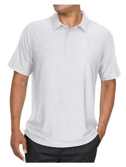 Mens Big & Tall Golf Polo Shirt - Dry Fit 4-Way Stretch Fabric. Moisture Wicking, Anti-Odor Technology, UPF 50 Protection