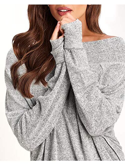 Three Sixty Six Cozy Off The Shoulder Sweaters for Women - Lightweight Oversized Sweater Top - Soft, Stretchy & Breathable