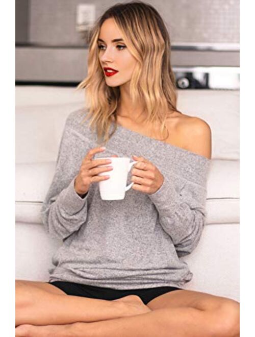 Three Sixty Six Cozy Off The Shoulder Sweaters for Women - Lightweight Oversized Sweater Top - Soft, Stretchy & Breathable