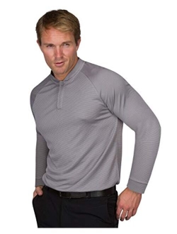 Dry Fit Long Sleeve Collarless Golf Shirts for Men - 4 Way Stretch and Moisture Wicking Golf Polo